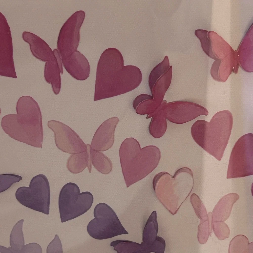 Framed Butterfly Heart Rainbow Wall Art White Decor